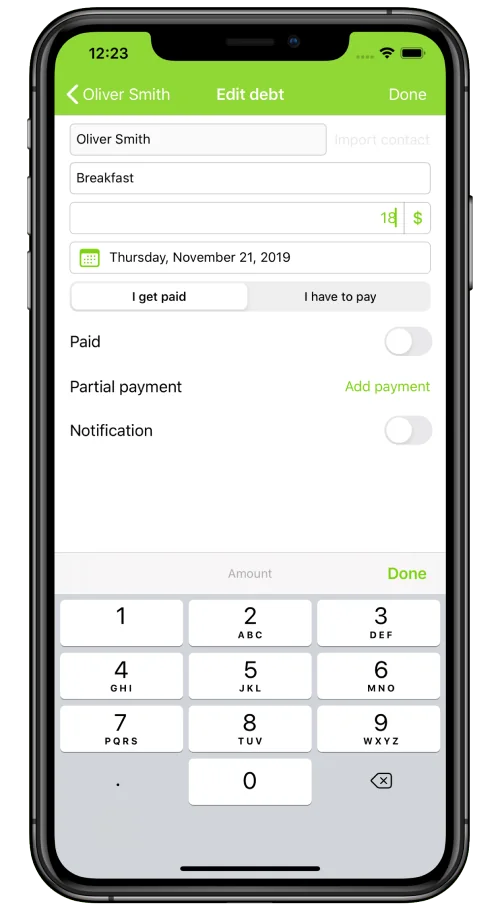 screenshot who owes me app edit debts